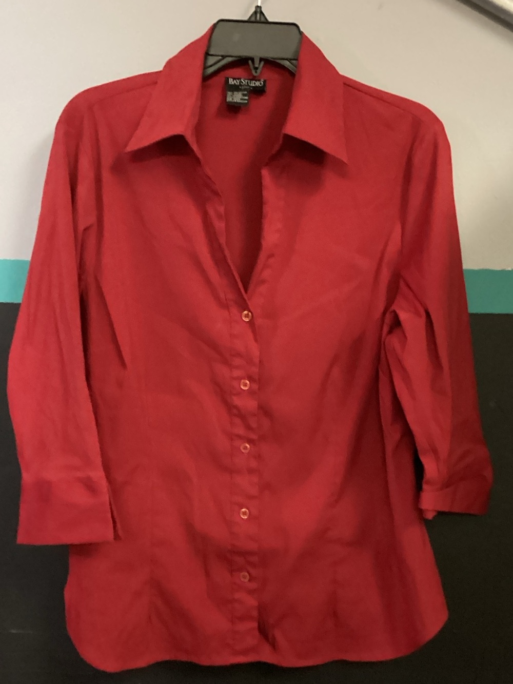 Bay Studio Women's Bright Red Button-Down Shirt